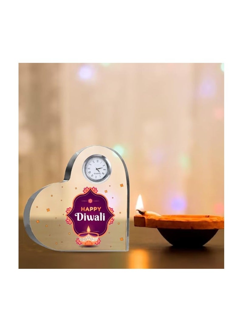 PRINTSHOP4ME Diwali Special Heart-Shaped Crystal Clock Gift-Thoughtful Presents For Diwali Gifts For Your Friends And Family  - Image 2