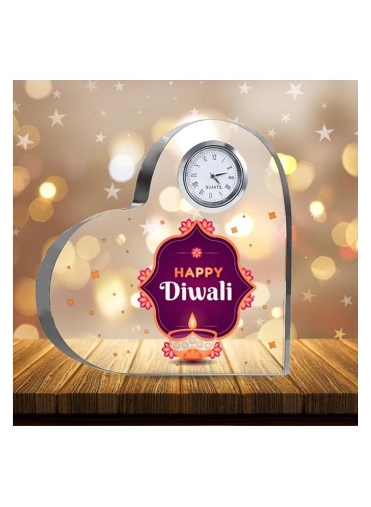 PRINTSHOP4ME Diwali Special Heart-Shaped Crystal Clock Gift-Thoughtful Presents For Diwali Gifts For Your Friends And Family  - Image 3