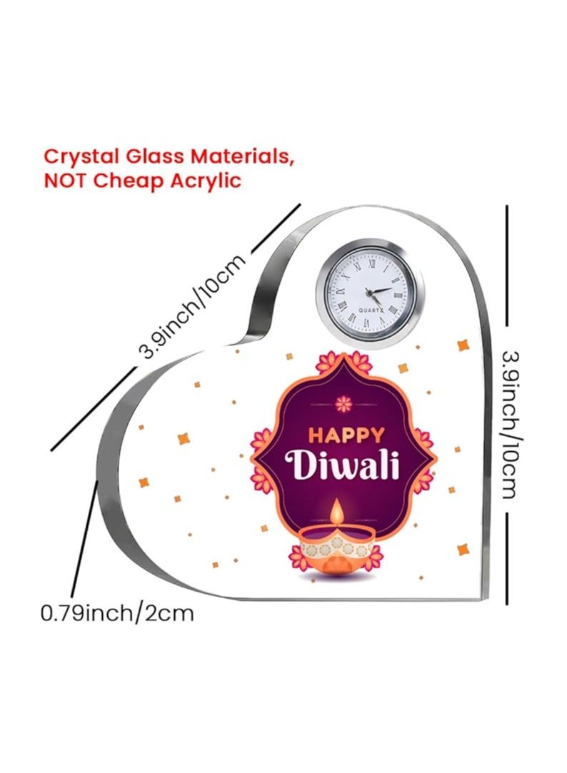 PRINTSHOP4ME Diwali Special Heart-Shaped Crystal Clock Gift-Thoughtful Presents For Diwali Gifts For Your Friends And Family  - Image 4