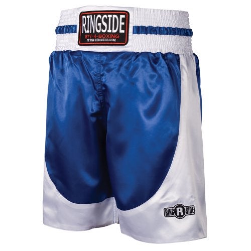 Ringside Pro-Style Boxing Trunks, Satin Boxing Shorts for Men and Women, Ideal for Boxing, MMA, Muay Thai, Royal Blue/White, Youth Small - Image 2
