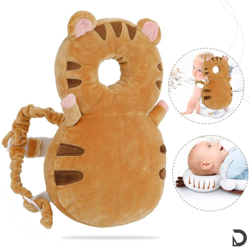 DaKos Baby Head Protector with Horizontal Safety Belt, Infant Head Safety Gear, Headguard for Toddlers for Babies Safety, Tiger with 2 Pairs of Knee Pads (Random Color) - Image 4
