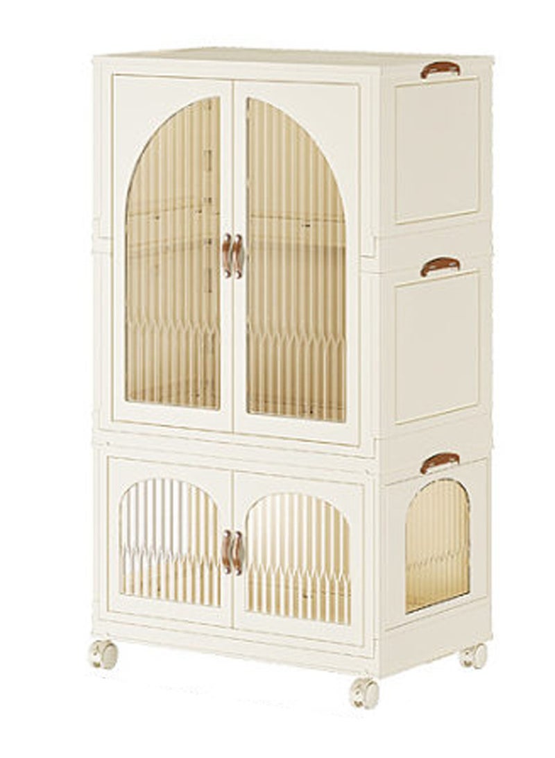 AUTOYSUR Portable Kids Closet Children's Wardrobe Collapsible Plastic Large Baby Clothes Cabinet Bedroom Nursery Armoire Quick Install Toddler Dresser with Hanging Rod and Door  - Image 1