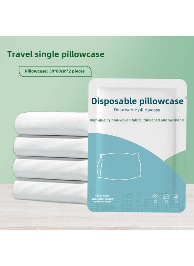 Generic Hotel Disposable Bed Sheet Four-piece Quilt Cover Pillowcase Quilt Cover Travel Travel Double Bed Supplies Dirty Thickened-Color:Pillowcase [2 Pack]]  - Image 1