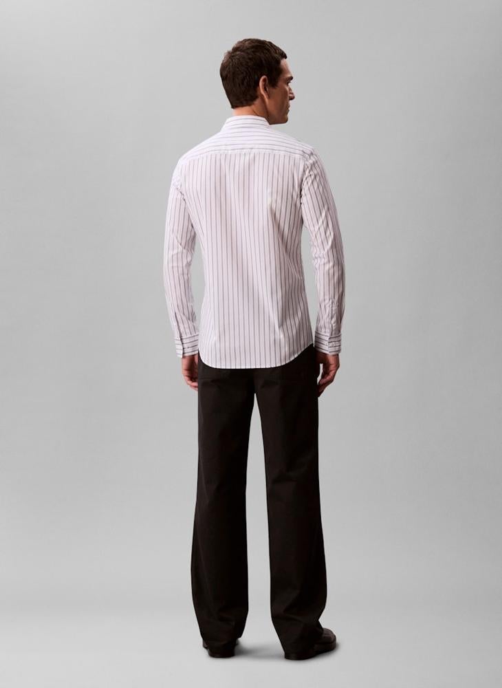 CALVIN KLEIN Long Sleeve Stripe Slim Fit Shirt - Image 2