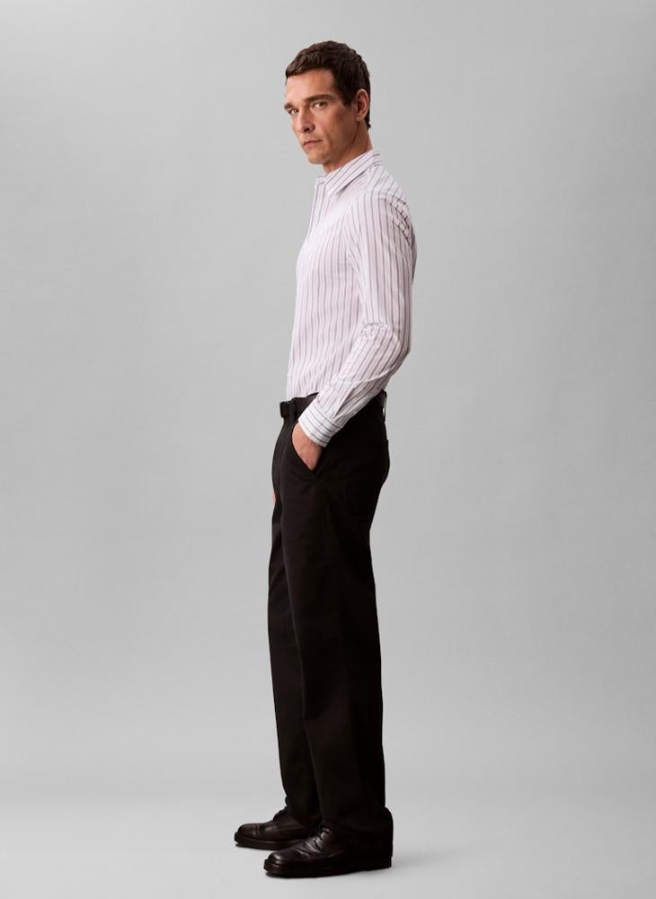 CALVIN KLEIN Long Sleeve Stripe Slim Fit Shirt - Image 3