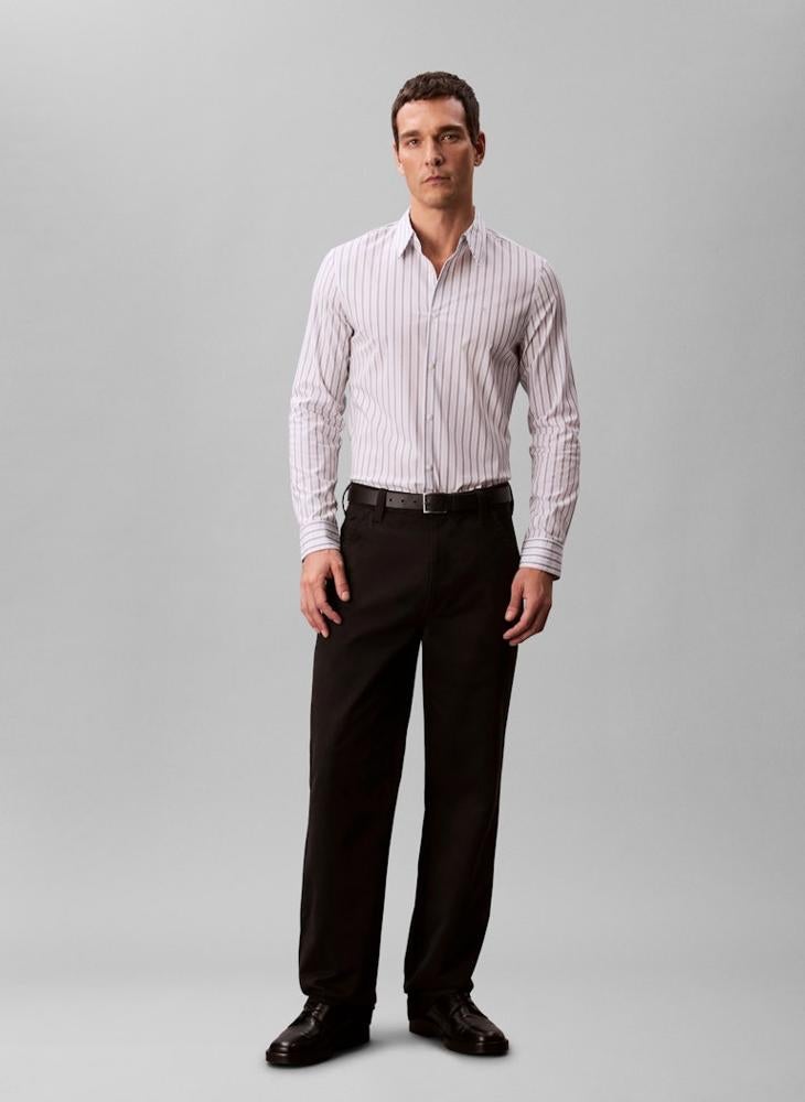 CALVIN KLEIN Long Sleeve Stripe Slim Fit Shirt - Image 5