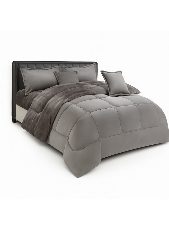 MingLi Winter Double Bedspread, Double-Sided System (Velvet x Fur) - 4-Piece Bedspread Set Includes Quilt, Fitted Sheet, Pillowcase and Pillow Cover, Fits 140 x 200 cm Bed - Image 3