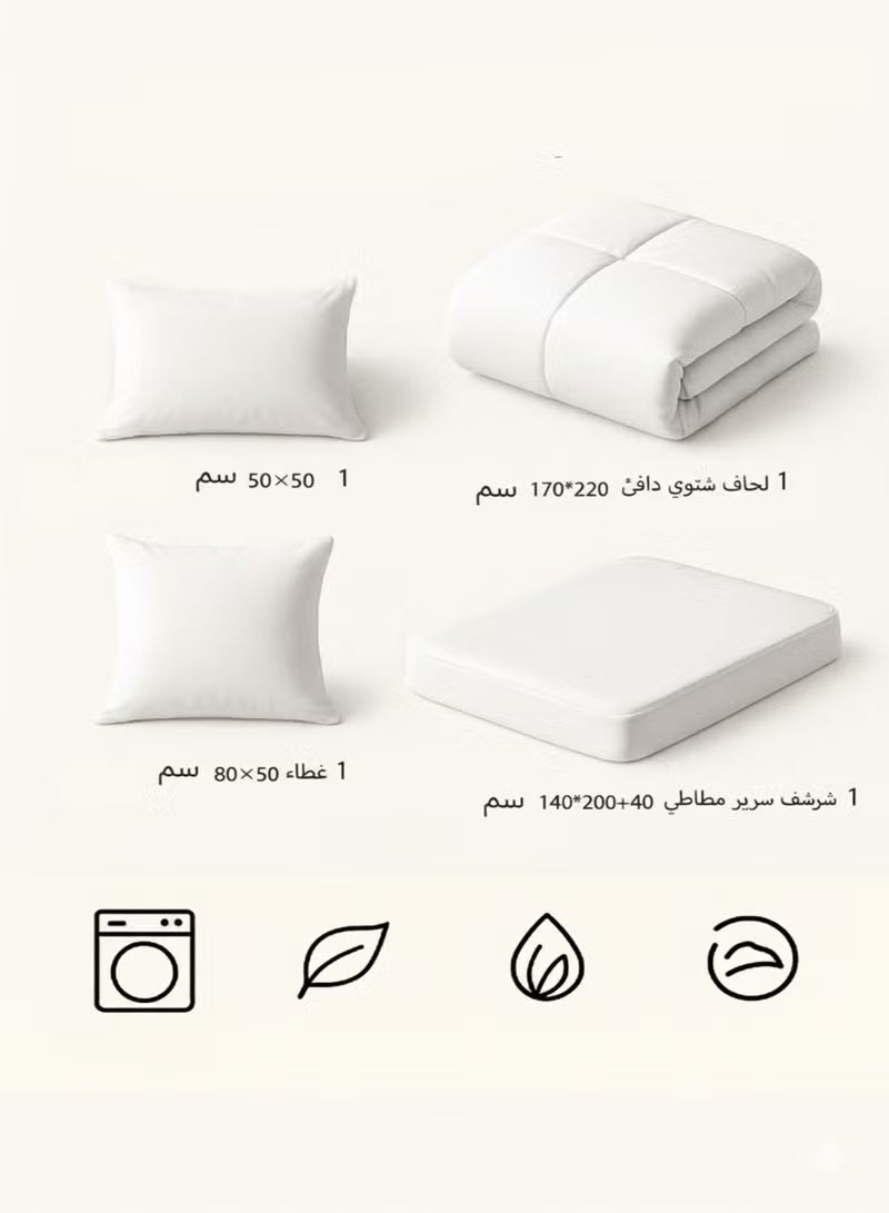 MingLi Winter Double Bedspread, Double-Sided System (Velvet x Fur) - 4-Piece Bedspread Set Includes Quilt, Fitted Sheet, Pillowcase and Pillow Cover, Fits 140 x 200 cm Bed - Image 4