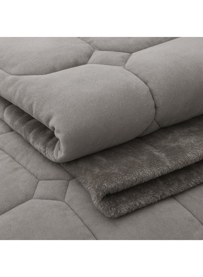 MingLi Winter Double Bedspread, Double-Sided System (Velvet x Fur) - 4-Piece Bedspread Set Includes Quilt, Fitted Sheet, Pillowcase and Pillow Cover, Fits 140 x 200 cm Bed - Image 5