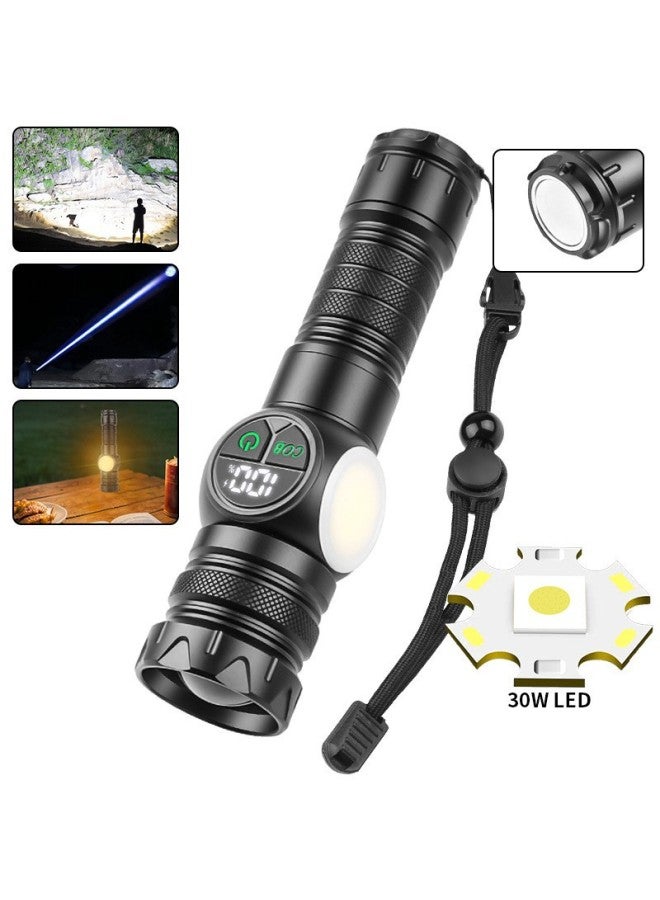 P70 High-power Led Flashlight Outdoor Waterproof Usb Rechargeable Zoomable Extendable Large Beam Torch For Camping Hiking-Color:2305 White Laser + Cob Flashlight + Usb Cable (batteries Not Included)  - Image 1
