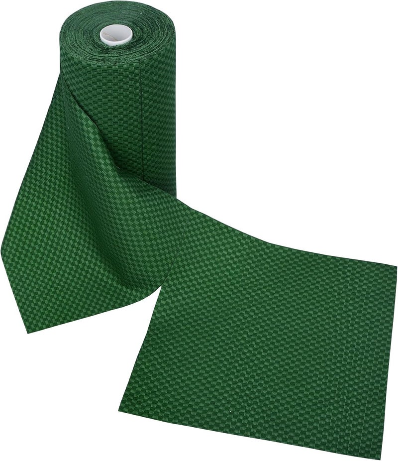 MAYOUTH Microfibre Cleaning Cloths Roll - 50-Pack Reusable Paper Towels (Emerald-Green Checkered Pattern) - Image 2