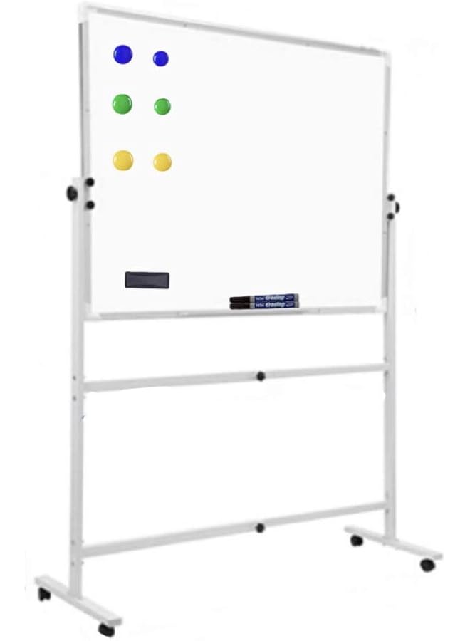 Generic Magnetic Dry Erase Whiteboard With Movable Mobile Stand 90 X 120Cm 35 X 47 Inches With 2 Markers 6 Magnets And 1 Magnetic Whiteboard Eraser  - Image 1