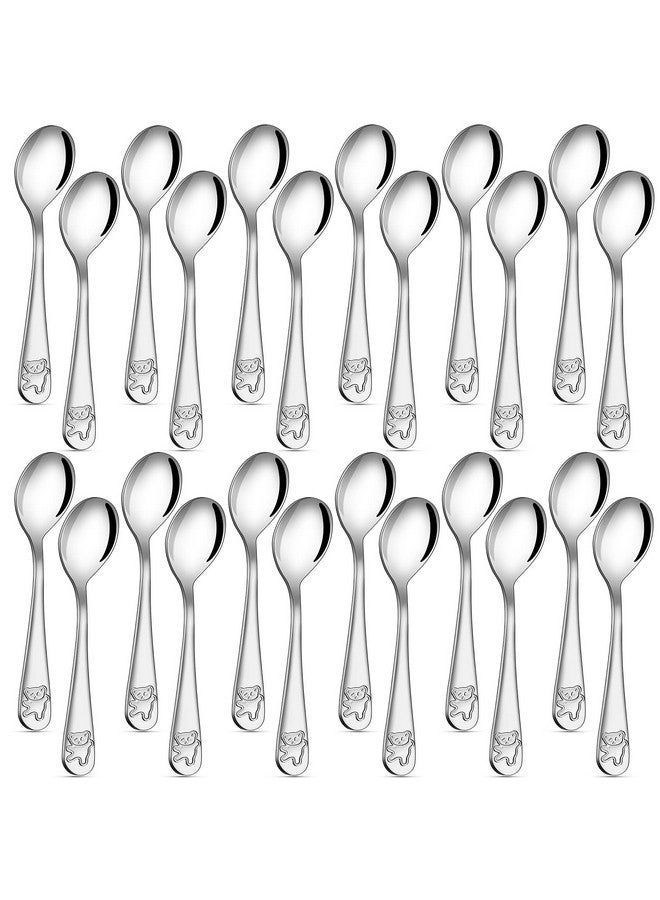 Erinnmy 24 Piece Kids Spoons, 6.5 inch Stainless Steel Silverware, Child & Toddler Safe, Baby Self Feeding Spoons, Dishwasher Safe - Image 1