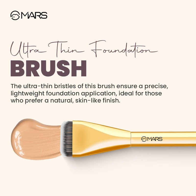 Mars MARS Artists Arsenal Ultra Thin Foundation Makeup Brush For Blending Liquid Foundation  Cream  Ultra Thin Bristles  Flawless Application  Sleek Design for Minimal Effort Golden - Image 4