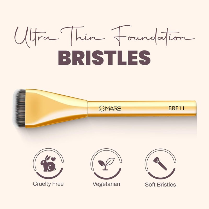 Mars MARS Artists Arsenal Ultra Thin Foundation Makeup Brush For Blending Liquid Foundation  Cream  Ultra Thin Bristles  Flawless Application  Sleek Design for Minimal Effort Golden - Image 5