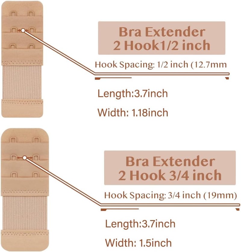 SAMGU Store Women's Bra Extenders 2 Hook / 3 Hook / 4 Hook / 5 Hook / 6 Hook, Soft Stretchy Back Bra Extension Strap - Image 2