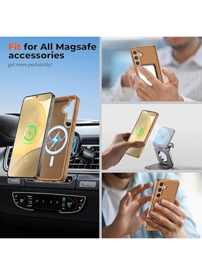 Designed for Magnetic Samsung Galaxy A55 Case,[Compatible with MagSafe] [Military Grade Drop Protection] Slim Translucent Matte Shockproof with Anti-Fingerprint Phone Case (Brown) - Image 4