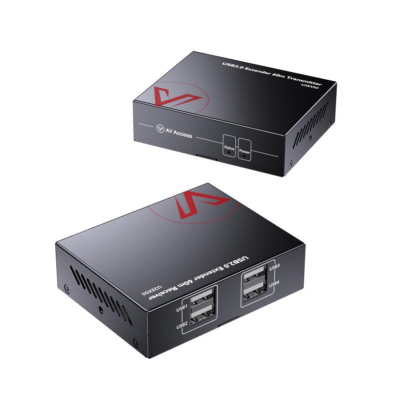 AV Access USB Extender Over Cat5e6 196ft60M 4 USB 20 Ports Plug and Play No Driver Supports All Operating System Two Webcams Work Synchronously Keyboard and Mouse Over Ethernet