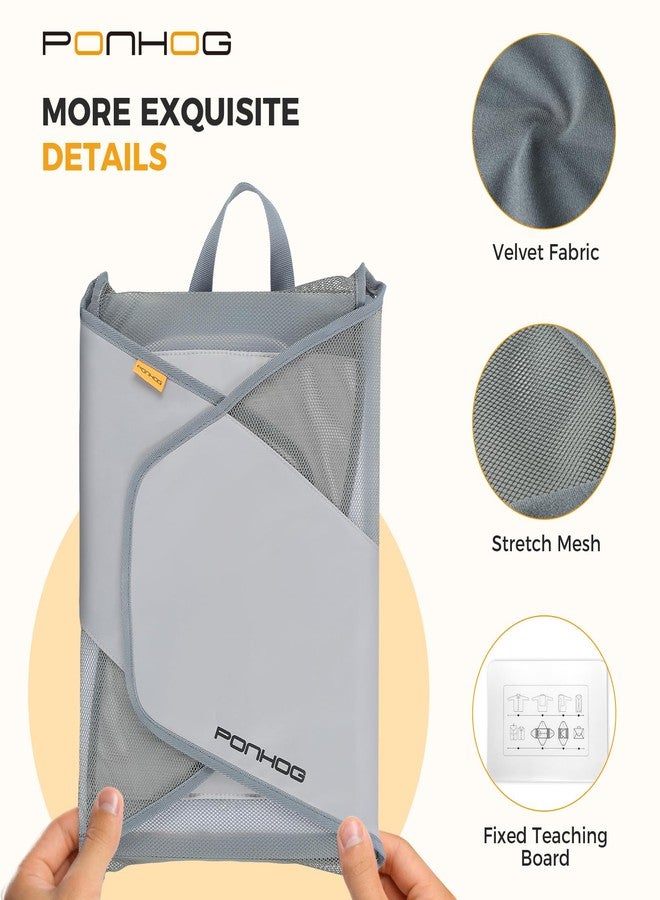 Ponhog Garment Folder - Original Garment Packing Folder Premium Travel Garment Bag Foldable Clothes Shirt Bags Luggage Accessory with Wrinkle-Free Folding Board and Compression Wings Grey - Image 3