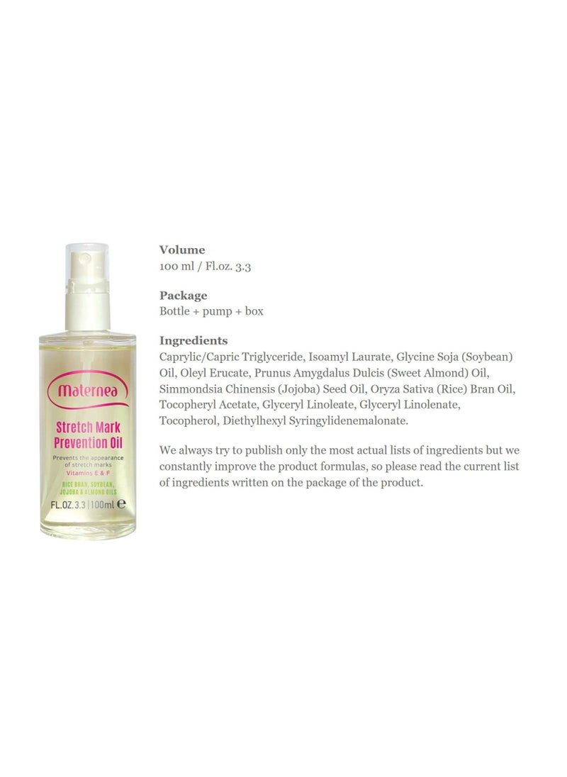 Stretch Mark Prevention Oil | Also Reliefs Itching Dry and Taut Skin | Vitamins E and F | Pregnancy | 100ml
