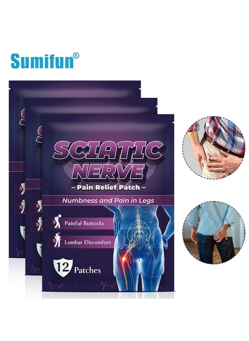 سوميفون ٣ أكياس من رقعة Sumifun لتخفيف آلام العصب الوركي، رقعة قطنية، ١٢ رقعة/كيس - Image 1