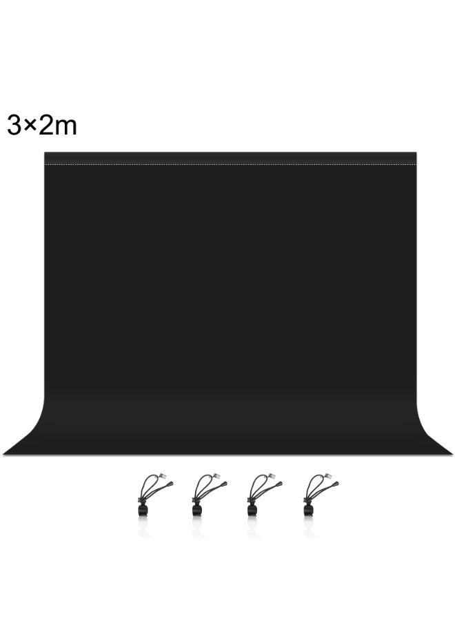 PULUZ 118.1Inch*78.7Inch Black Polyester  Backdrop Background for Photography Photo Booth Backdrop for Photoshoot Background Screen Video Recording Parties Curtain - Image 1