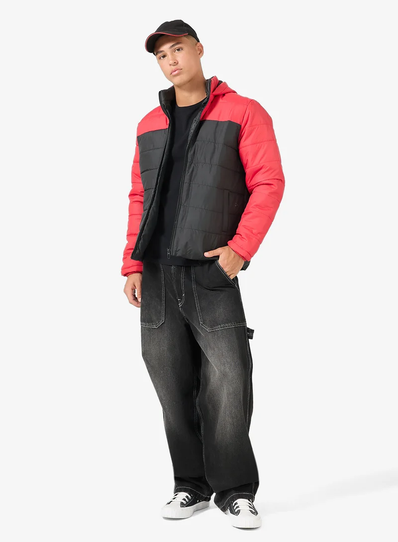 Seventy Five  Casual Zip Through Puffer Jacket With Hood for Men | Best Price UAE