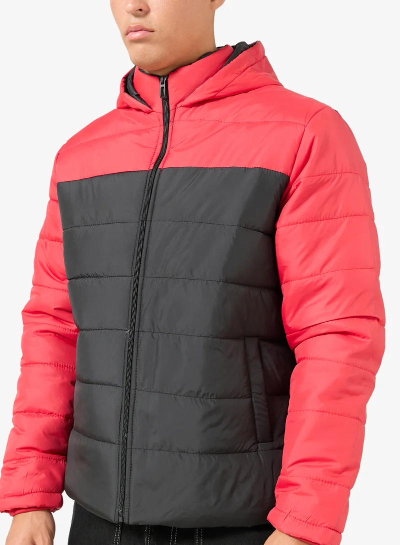 Seventy Five  Casual Zip Through Puffer Jacket With Hood for Men | Best Price UAE
