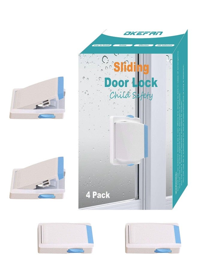 OKEFAN 4 Pack Sliding Door Lock Child Safety (Blue) - Image 1
