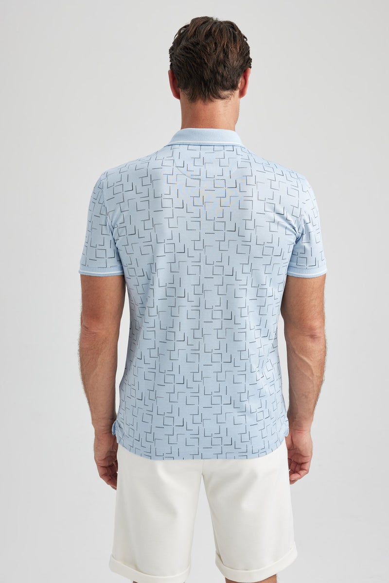 DeFacto Man Slim Fit Printed Short Sleeve Polo T-Shirt - Image 4