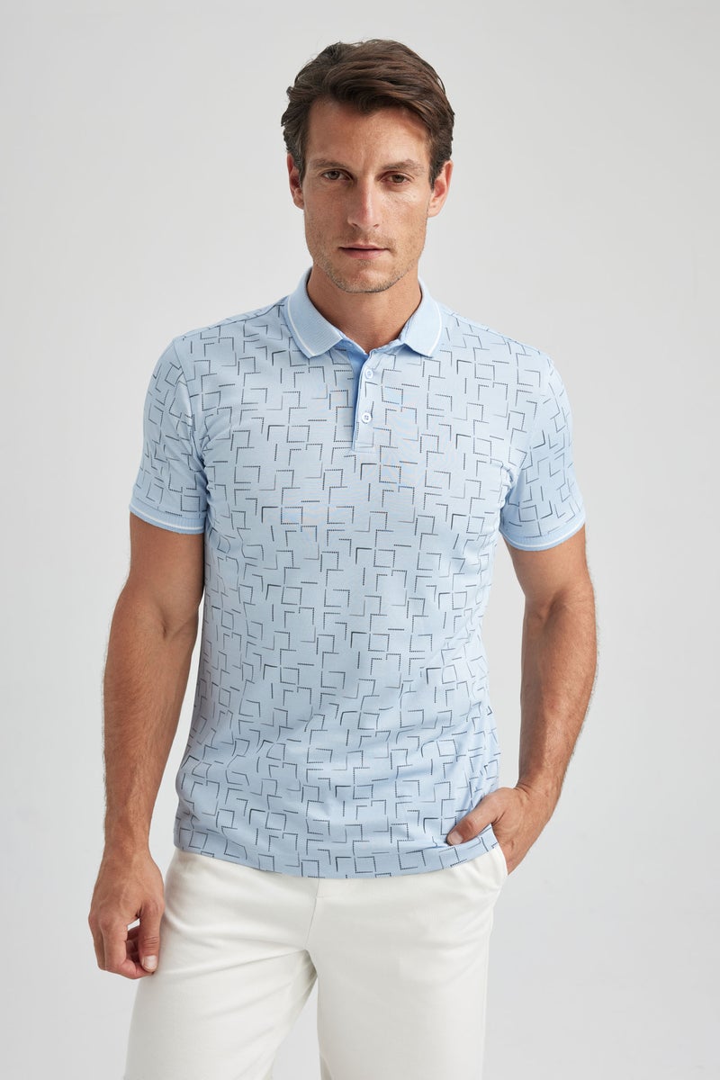 DeFacto Man Slim Fit Printed Short Sleeve Polo T-Shirt - Image 1