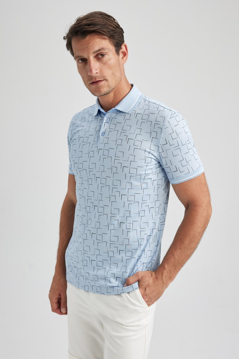DeFacto Man Slim Fit Printed Short Sleeve Polo T-Shirt - Image 2