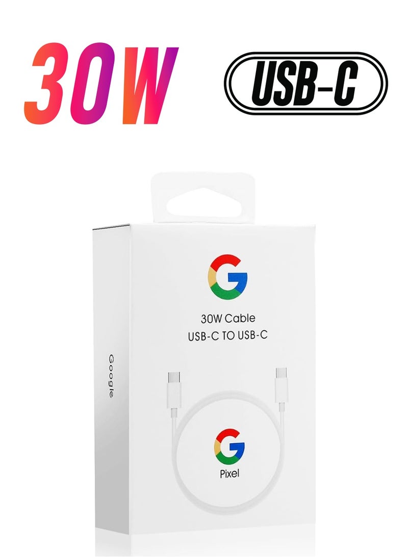 Google 30W USB-C Super Fast Cable Compatible With Google Products And Other USB-C Devices USB-C To USB C Sync Charge Cable White - Image 1