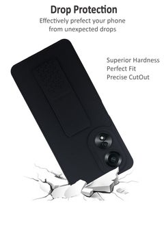 Generic غطاء سيليكون أنيق مع حامل يد مغناطيسي لهاتف أوبو A58 4G - أسود  - Image 4
