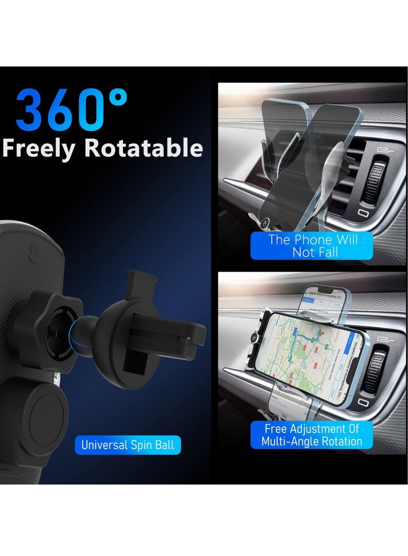 كابتن تيك Wireless Car Charger - 15W Qi Fast Charging, Smart Sensor Air Vent Mount for iPhone and All Smartphones - One-Hand Operation, 360° Rotation - Silver - Image 3