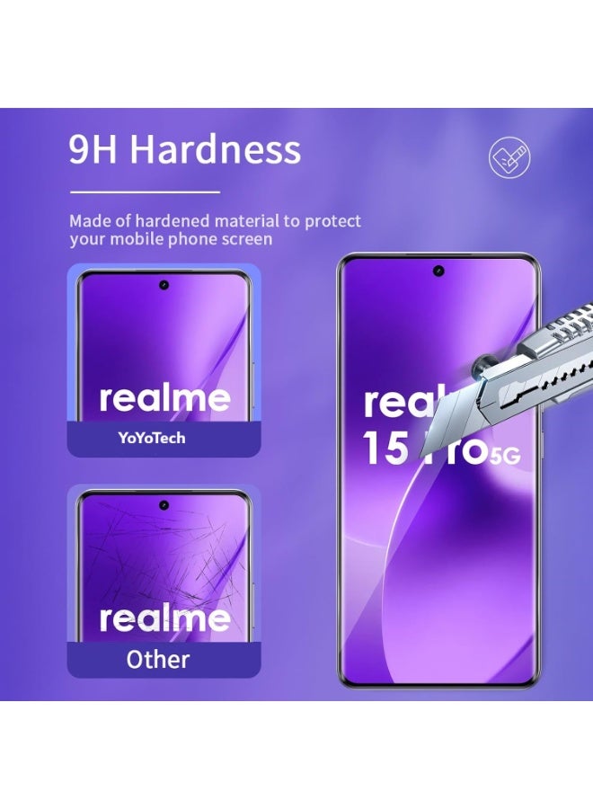 YoYoTech Realme 15 Pro 5G Screen Protector HD Tempered Glass,Scratch Resistant,Anti-Fingerprint,Bubble Free,Case Friendly, 9H Tempered Glass Film for Realme 15 Pro 6.8' 2025. - Image 2