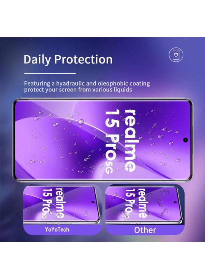 YoYoTech Realme 15 Pro 5G Screen Protector HD Tempered Glass,Scratch Resistant,Anti-Fingerprint,Bubble Free,Case Friendly, 9H Tempered Glass Film for Realme 15 Pro 6.8' 2025. - Image 4