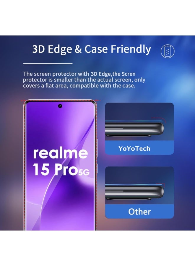 YoYoTech Realme 15 Pro 5G Screen Protector HD Tempered Glass,Scratch Resistant,Anti-Fingerprint,Bubble Free,Case Friendly, 9H Tempered Glass Film for Realme 15 Pro 6.8' 2025. - Image 5