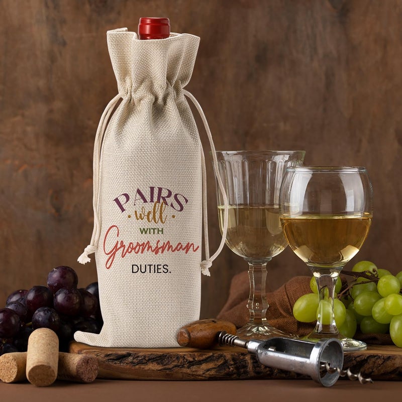 FBCCZEY Groomsmen Proposal Wine Bag - Best Man and Wedding Engagement Gifts for Groomsmen - Pairs Well With Groomsman Duties Wine Bottle Bags - Image 4