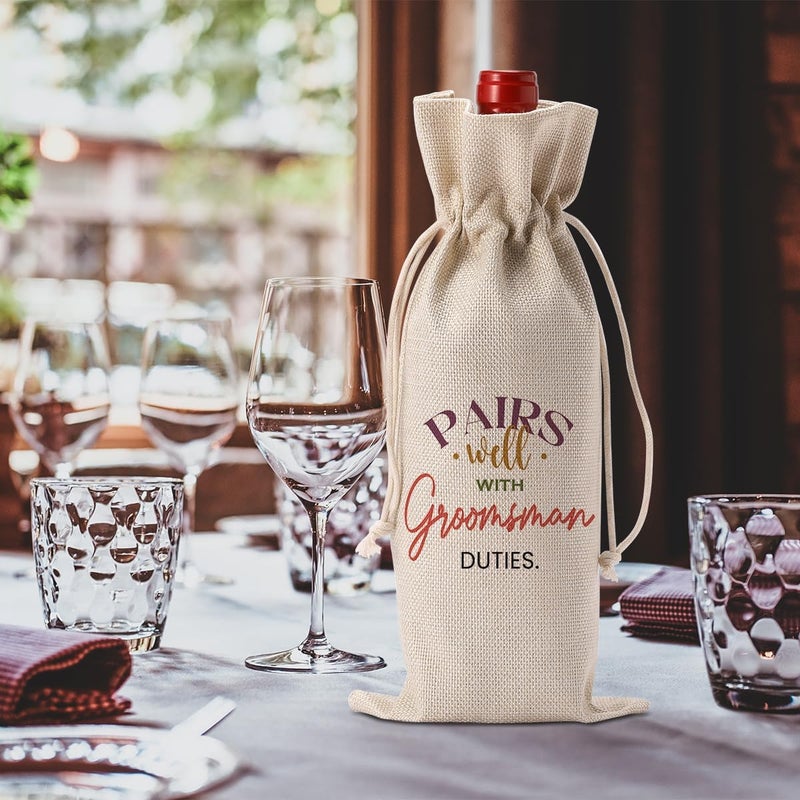 FBCCZEY Groomsmen Proposal Wine Bag - Best Man and Wedding Engagement Gifts for Groomsmen - Pairs Well With Groomsman Duties Wine Bottle Bags - Image 3