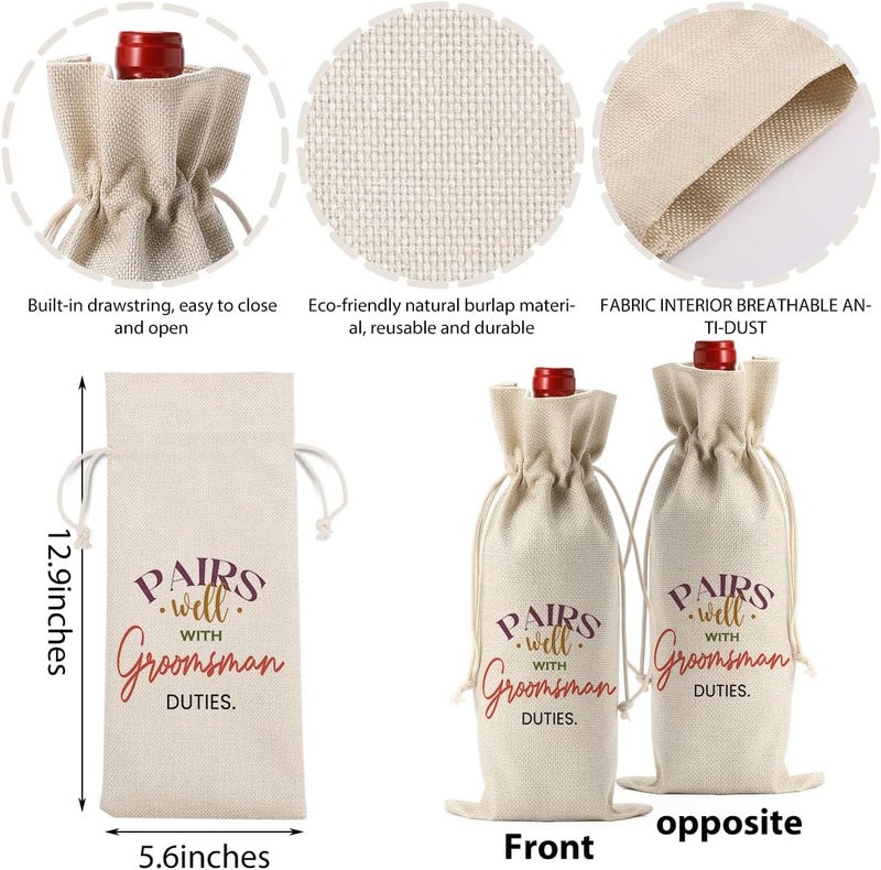 FBCCZEY Groomsmen Proposal Wine Bag - Best Man and Wedding Engagement Gifts for Groomsmen - Pairs Well With Groomsman Duties Wine Bottle Bags - Image 1