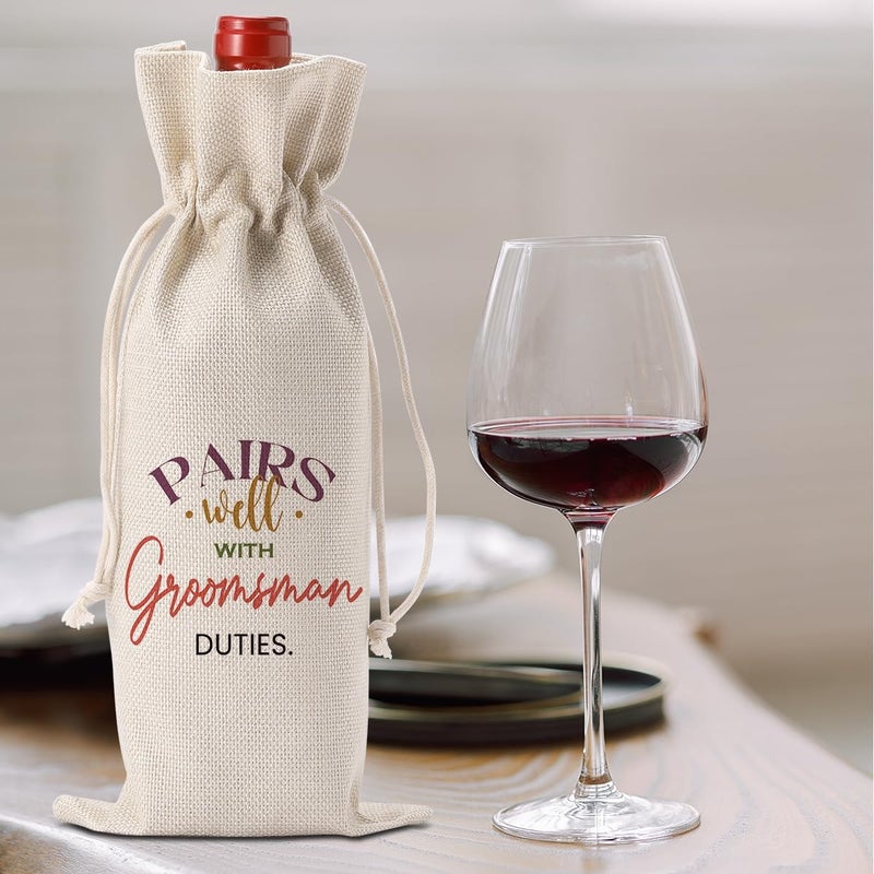 FBCCZEY Groomsmen Proposal Wine Bag - Best Man and Wedding Engagement Gifts for Groomsmen - Pairs Well With Groomsman Duties Wine Bottle Bags - Image 5