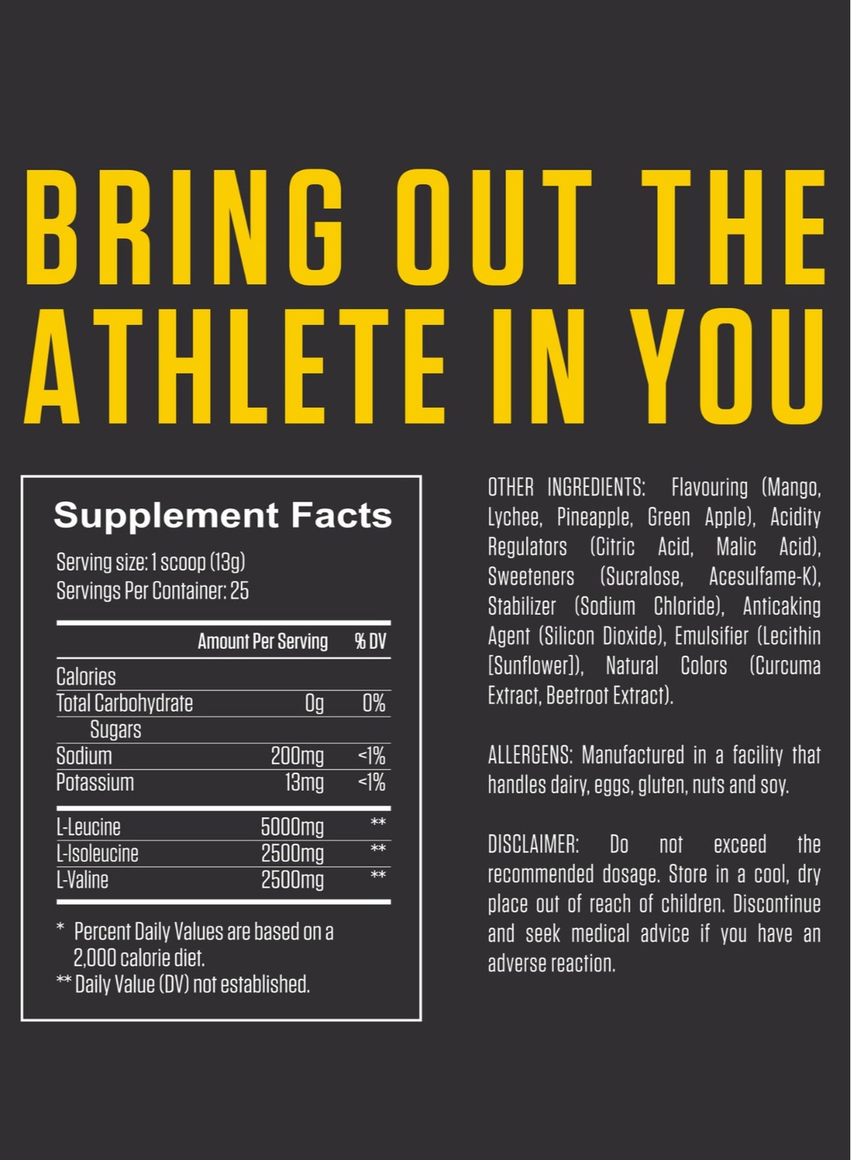 Fuel-Up By Kcal Fruit Punch BCAA Powder 325g 25 Servings