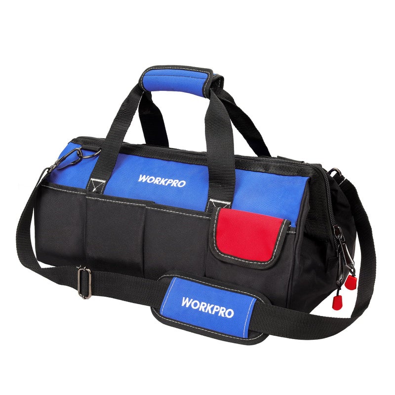 WORKPRO 18-inch Close Top Wide Mouth Storage Tool Bag with Adjustable Shoulder Strap, Sturdy Bottom - Image 2