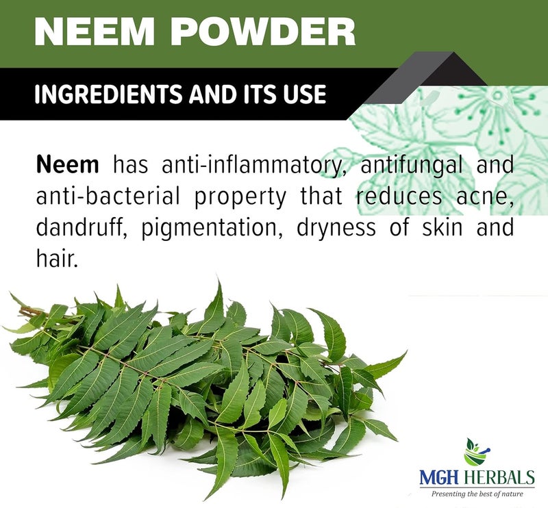 MGH Herbals MGH Herbals 100 Natural Neem Powder Ideal for Face Skin and Hair 200 Grams  AntiPimple and AntiBacterial  Chemical Free Hair Cleanser For Healthy Hair and Skin  - Image 5