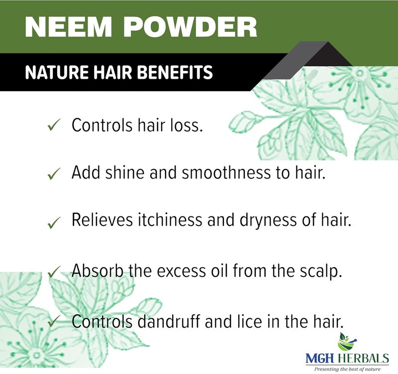 MGH Herbals MGH Herbals 100 Natural Neem Powder Ideal for Face Skin and Hair 200 Grams  AntiPimple and AntiBacterial  Chemical Free Hair Cleanser For Healthy Hair and Skin  - Image 3