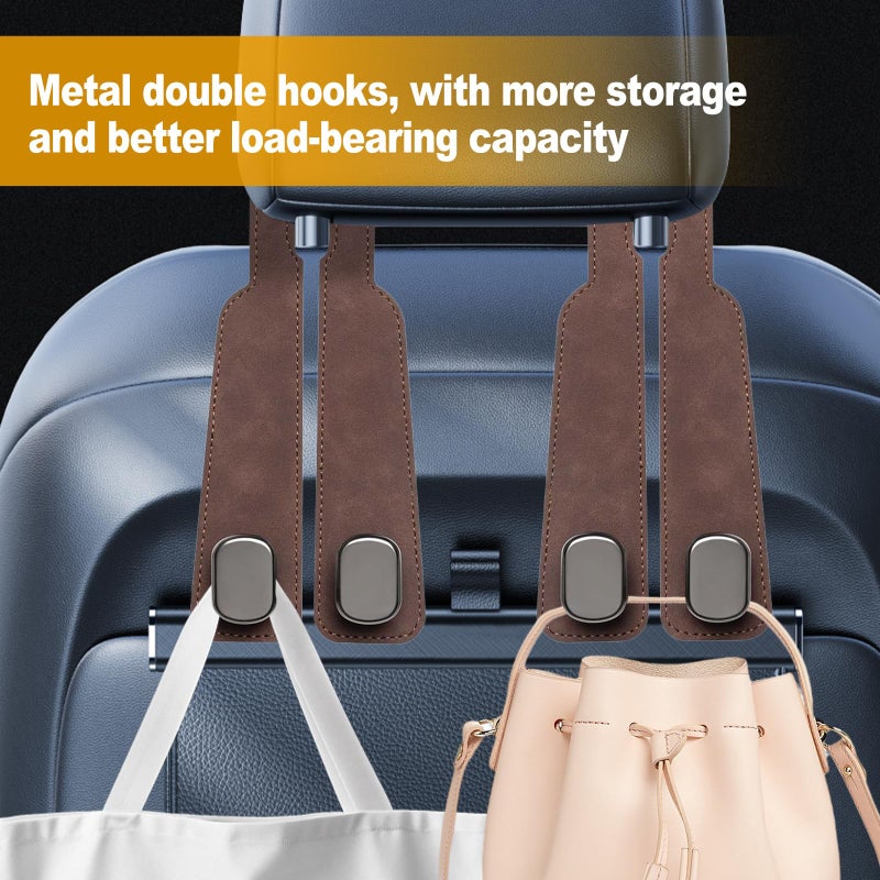 JinnEterri Car Purse Hook Purse Hook for Car Seats Headrest Car Seat Hooks,Heavy Duty Vehicle Organizer for Handbags, Groceries, Purses, Keep Car Tidy (Brown, 2 Pack) - Image 4