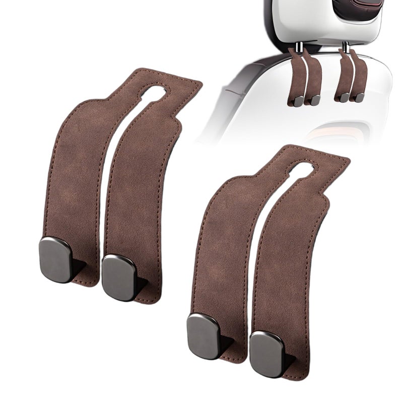 JinnEterri Car Purse Hook Purse Hook for Car Seats Headrest Car Seat Hooks,Heavy Duty Vehicle Organizer for Handbags, Groceries, Purses, Keep Car Tidy (Brown, 2 Pack) - Image 1