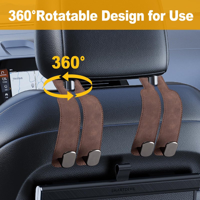 JinnEterri Car Purse Hook Purse Hook for Car Seats Headrest Car Seat Hooks,Heavy Duty Vehicle Organizer for Handbags, Groceries, Purses, Keep Car Tidy (Brown, 2 Pack) - Image 3