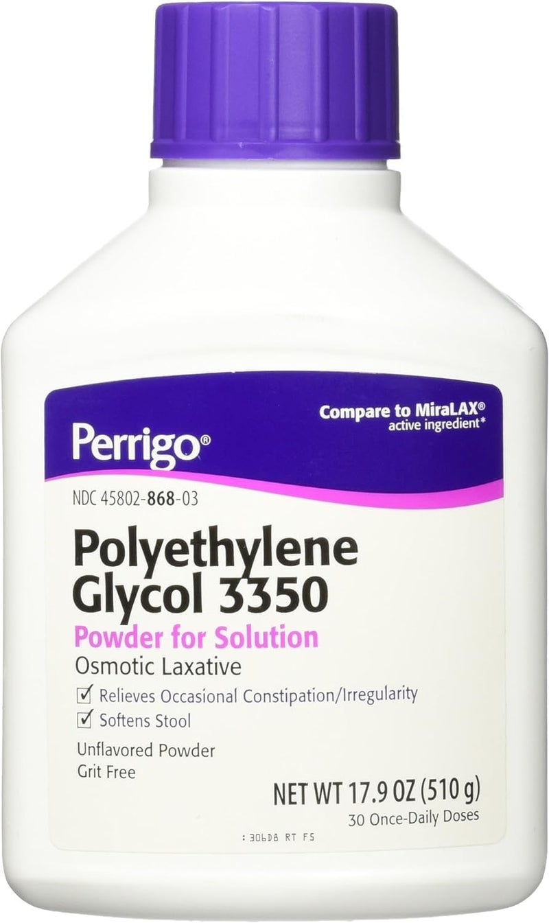 PERRIGO بولي إيثيلين جلايكول 3350 17.9 أونصة (510 جرام) مسحوق (قارن مع ميرانلاكس) - Image 1